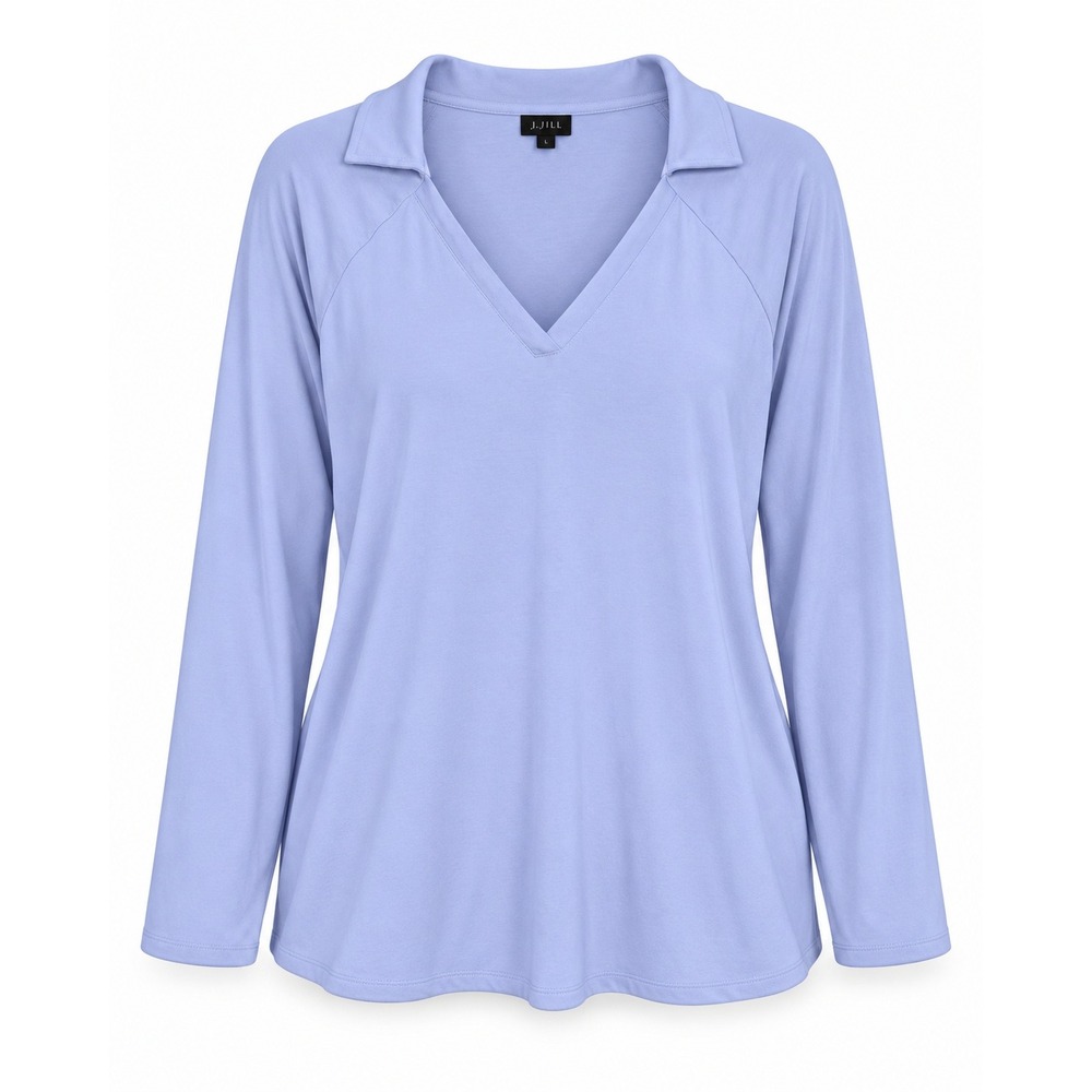J. Jill Wearever Top 4X Blue Fleece Lined V-Neck Long Sleeve Plus Size Rayon
